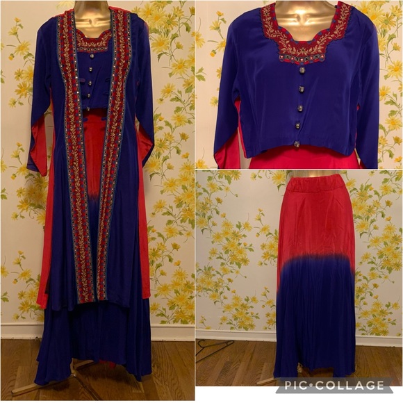 100% silk Ombré 5 pc outfit one size - Picture 1 of 14